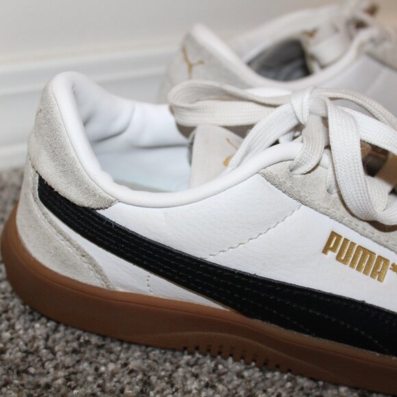 Girls Puma Black and White Tennis Shoes Size 3 - Picture 8 of 9